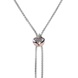 Stellamilano - 466MI Collection - white and rose gold and brown diamonds T-Necklace